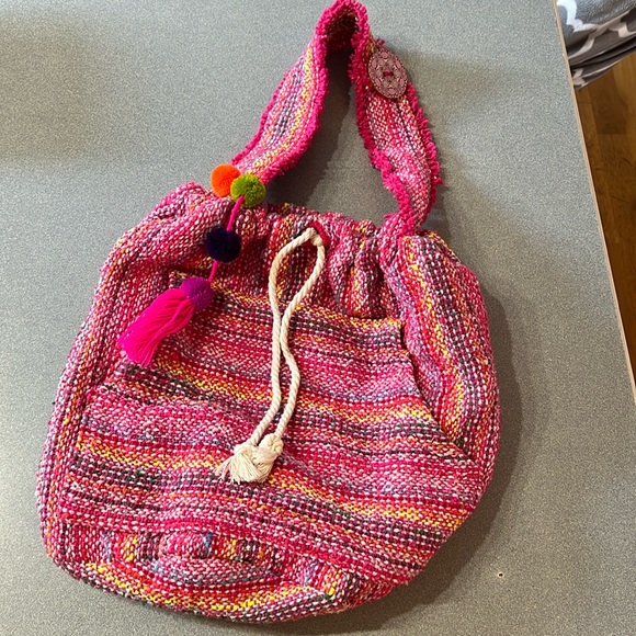 Handmade, Up-Cycled Mexican Poncho Tote - Picture 1 of 8